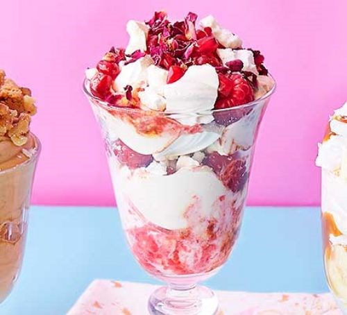 Raspberry, pomegranate & rose Eton mess