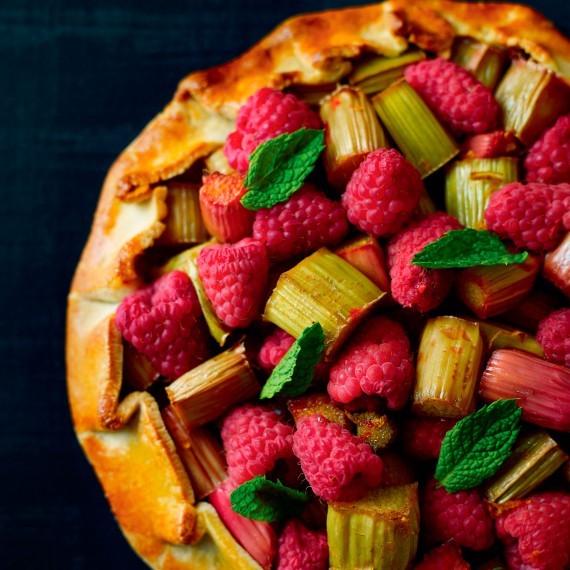 Raspberry, rhubarb & cardamom galette with a hazelnut & vanilla cream