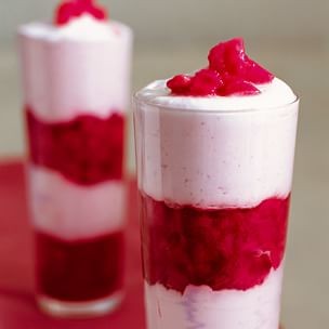Raspberry rhubarb fool