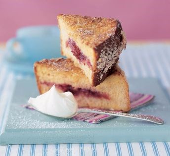 Raspberry-rhubarb Monte Cristo sandwiches