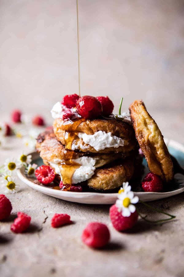 Raspberry ricotta croissant French toast