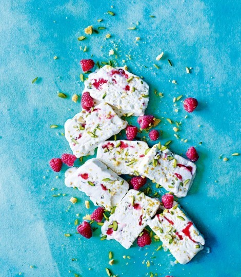Raspberry ripple and pistachio parfait