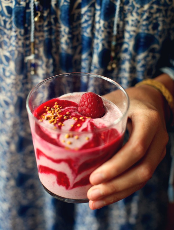 Raspberry ripple buckwheat porridge