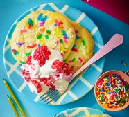 Raspberry ripple funfetti pancakes