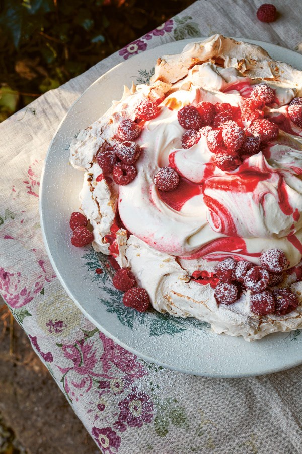 Raspberry ripple hazelnut meringue
