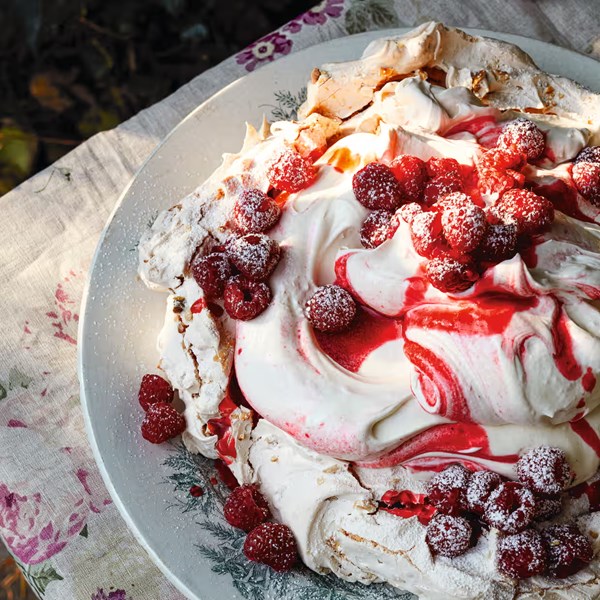 Raspberry ripple hazelnut meringue (gluten-free)
