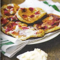 Raspberry risen pancakes with clotted cream