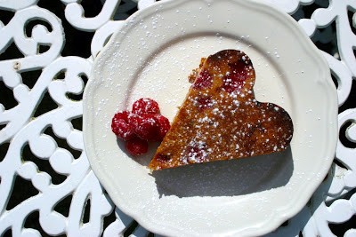 Raspberry, rose and almond cake