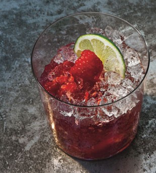 Raspberry-rose gin Rickey
