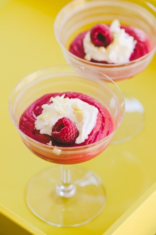 Raspberry rose pudding