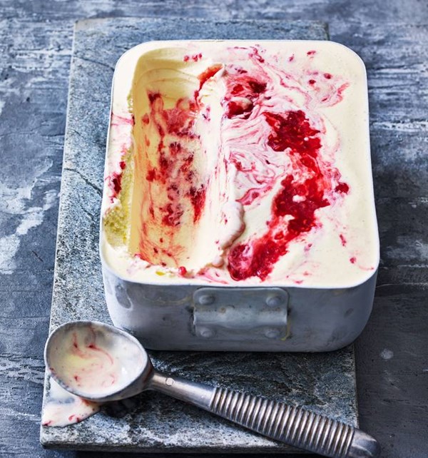 Raspberry rose ripple ice cream