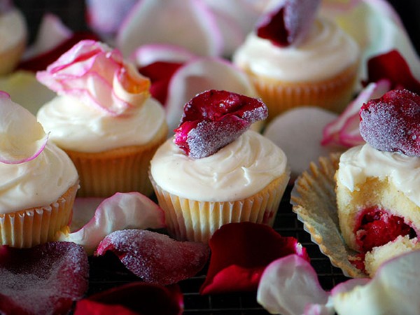 Raspberry rosewater cupcakes