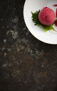 Raspberry-shiso sorbet