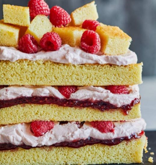 Raspberry shortcake stacked cake