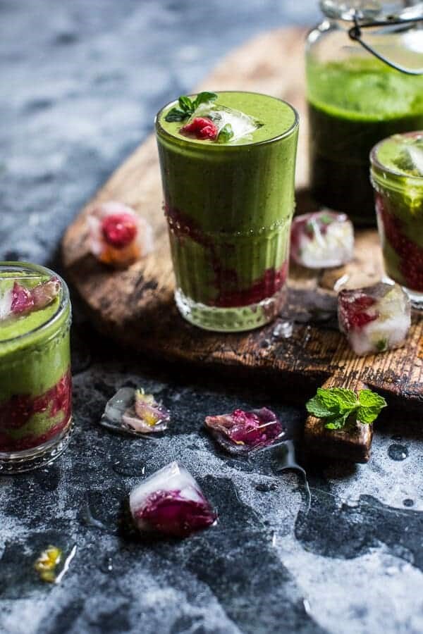 Raspberry smash super green summer smoothie