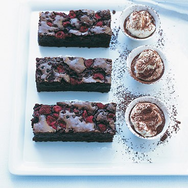 Raspberry-spiked chocolate brownies