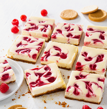 Raspberry swirl cheesecake bars