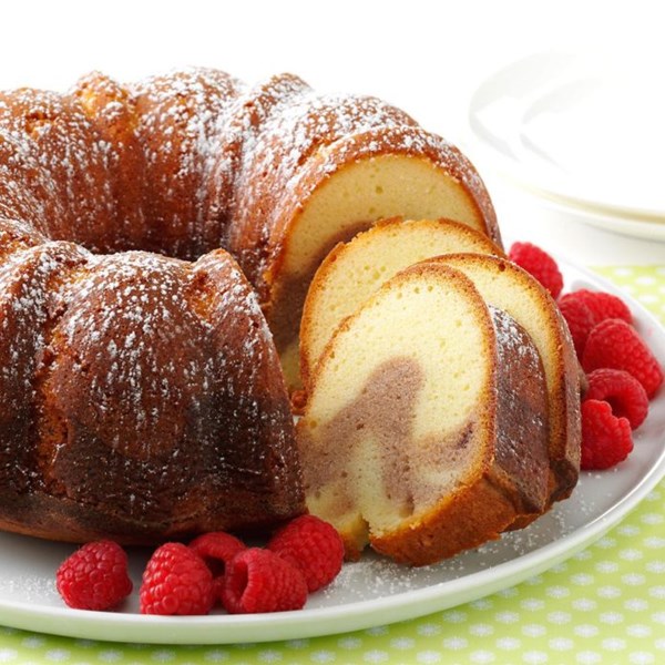 Raspberry swirl pound cake