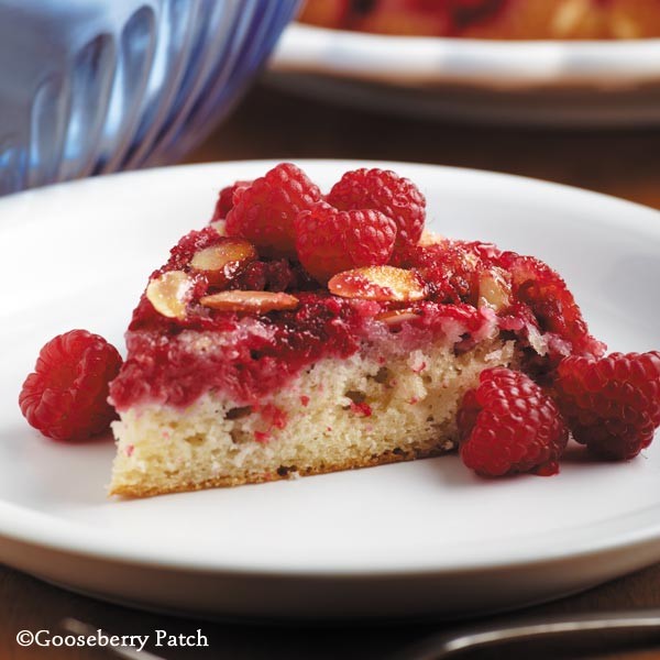 Raspberry upside-down cake