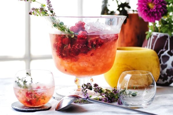 Raspberry, vermouth and rosé spritz