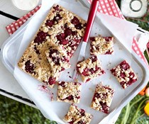 Raspberry walnut slice