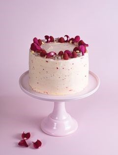 Raspberry, white chocolate & rose layer [cake]