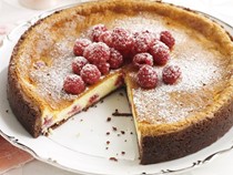 Raspberry white chocolate cheesecake