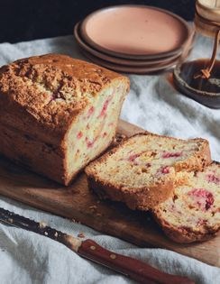 Raspberry-white chocolate pound cake