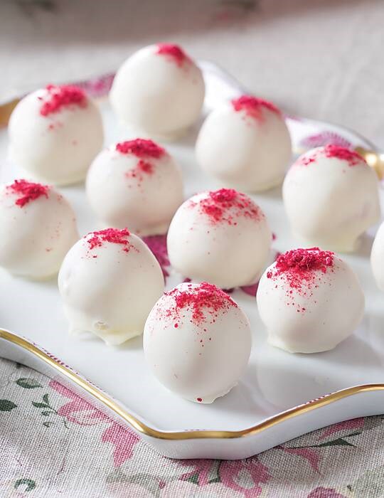 Raspberry-white chocolate truffles