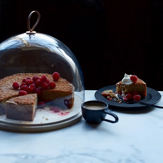 Raspberry whole-wheat butter cake