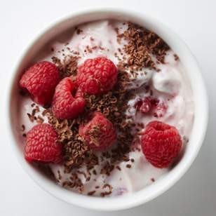 Raspberry yogurt with dark chocolate