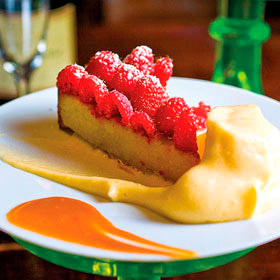 Raspberry/lemon/frangipane tart