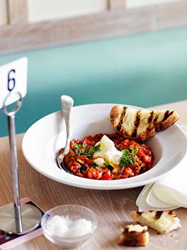 Ratatouille Niçoise with poached egg