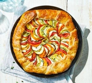 Ratatouille tart with flaky cheddar & thyme pastry 