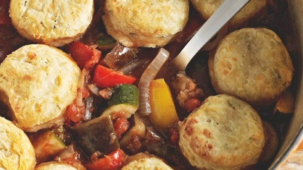 Ratatouille with cheddar dumplings