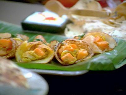 Ravadosa pancakes with sweet potato and cumin filling