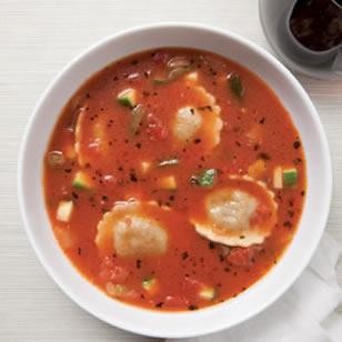 Ravioli & vegetable soup