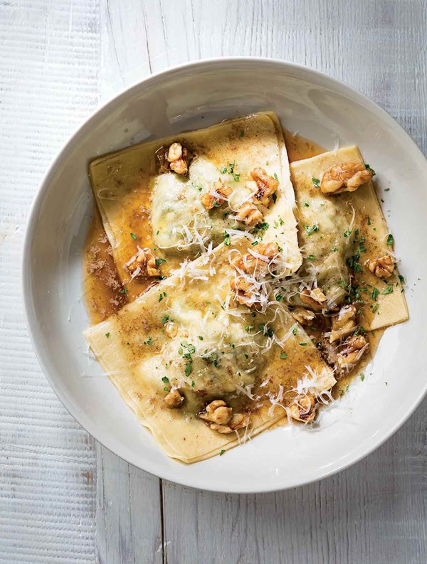 Ravioli with bitter greens