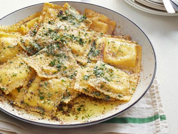 Ravioli with brown butter and sage