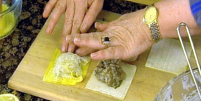 Ravioli with chestnuts, mushrooms and mascarpone