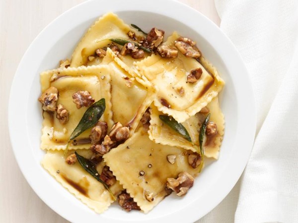 Ravioli with sage-walnut butter 