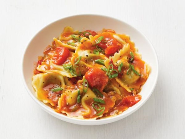 Ravioli with spring onions