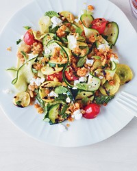 Raw and charred zucchini salad