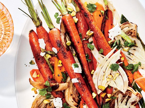 Raw and roasted carrots and fennel