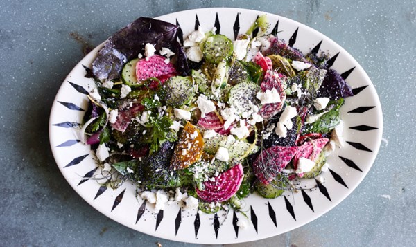 Raw beet and cucumber salad