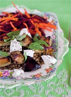 Raw beetroot carrot ginger salad