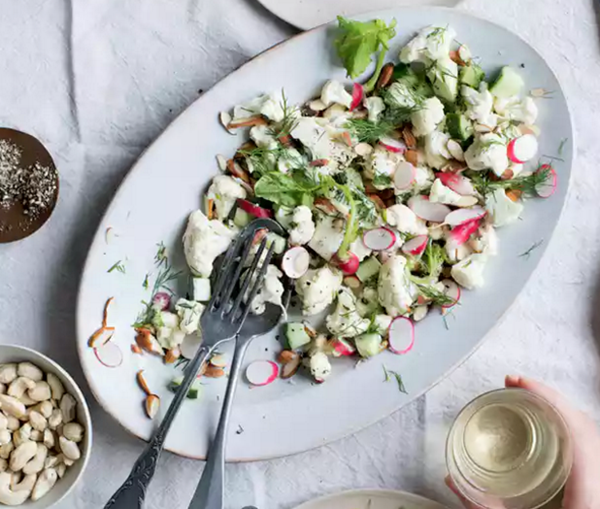 Raw cauliflower salad