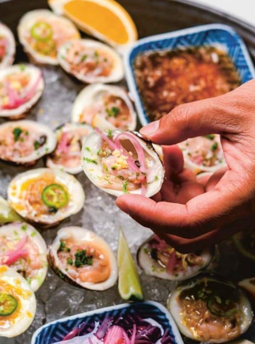 Raw clams with wasabi and ponzu