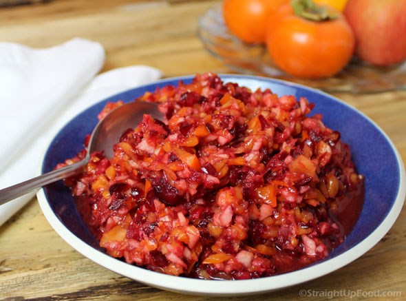 Raw cranberry-persimmon relish