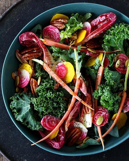 Raw fall kale salad
